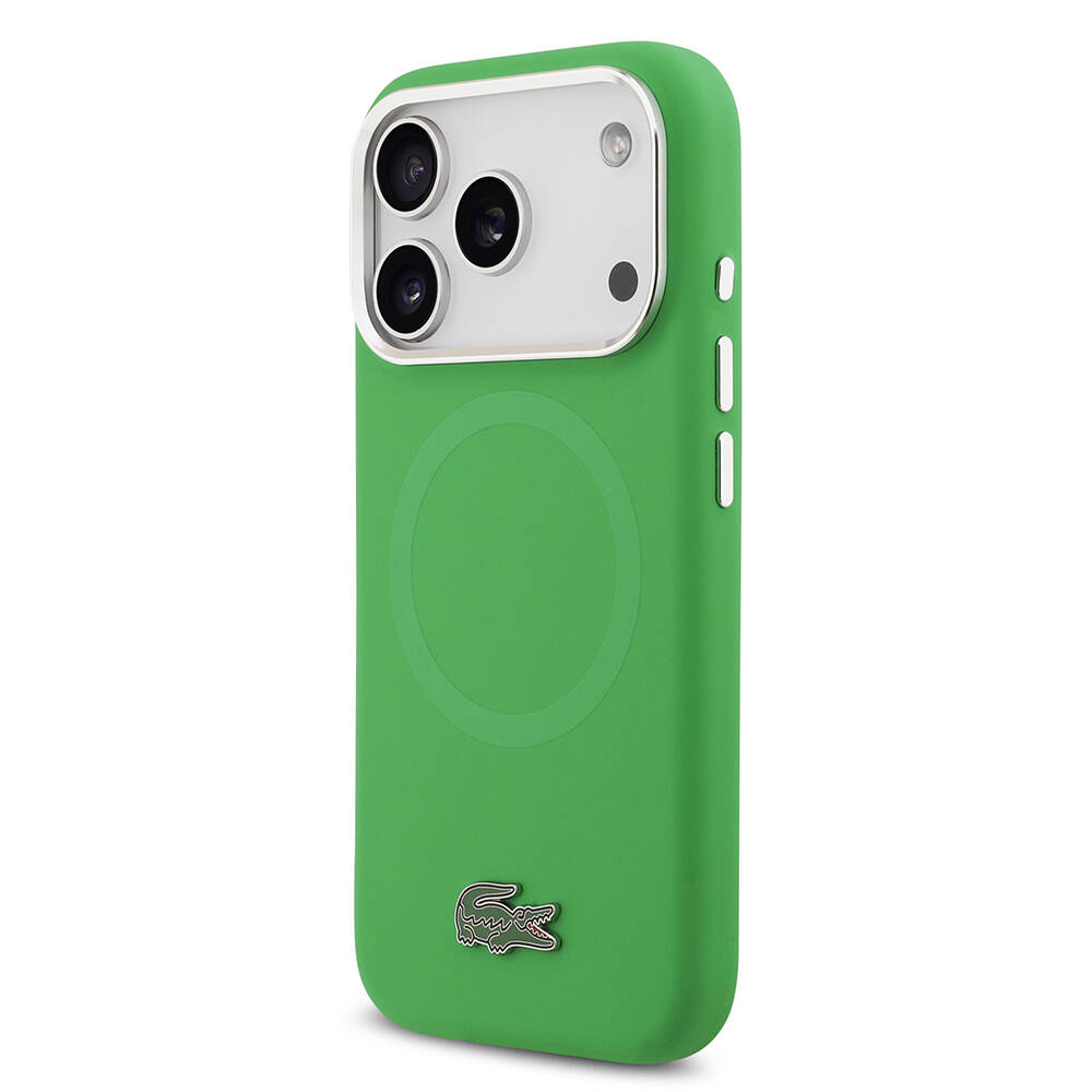 Apple iPhone 17 Pro Kılıf Lacoste Orjinal Lisanslı M-safe Şarj Özellikli İkonik Logolu Metal Kamera Çerçeveli Silikon Kapak - 18