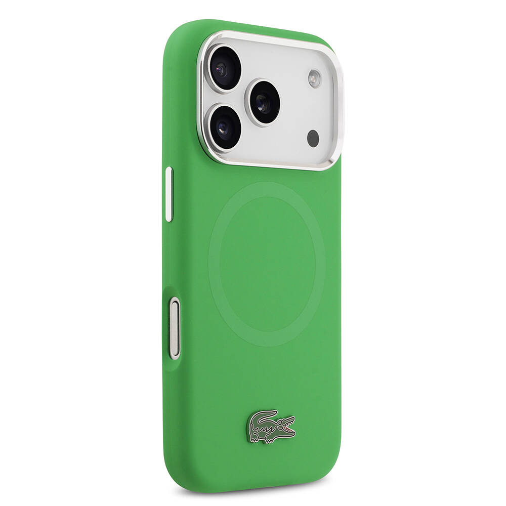 Apple iPhone 17 Pro Kılıf Lacoste Orjinal Lisanslı M-safe Şarj Özellikli İkonik Logolu Metal Kamera Çerçeveli Silikon Kapak - 20