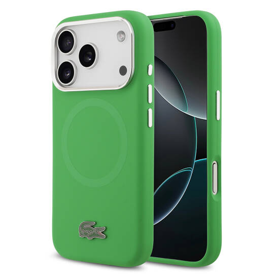 Apple iPhone 17 Pro Kılıf Lacoste Orjinal Lisanslı M-safe Şarj Özellikli İkonik Logolu Metal Kamera Çerçeveli Silikon Kapak - 3