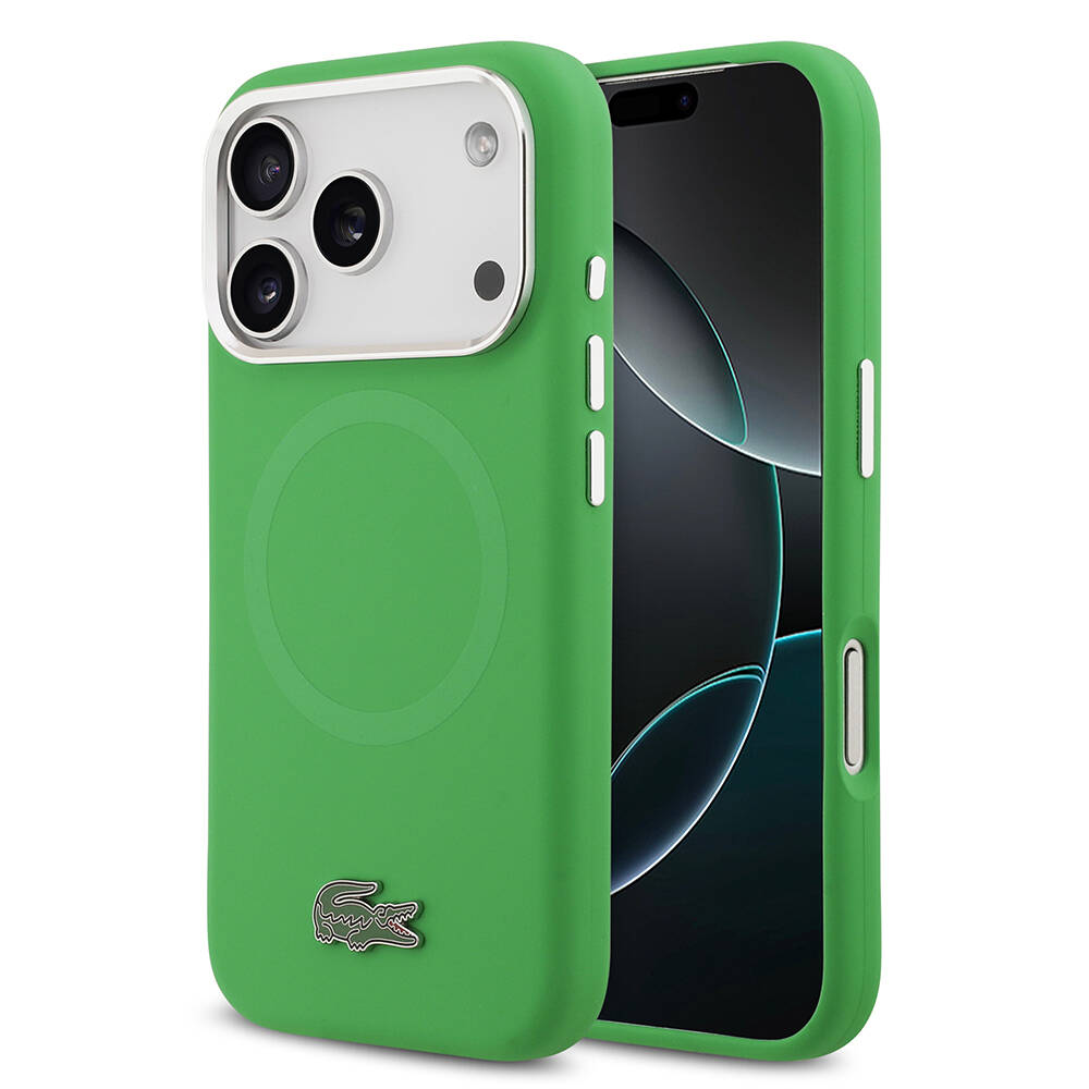 Apple iPhone 17 Pro Kılıf Lacoste Orjinal Lisanslı M-safe Şarj Özellikli İkonik Logolu Metal Kamera Çerçeveli Silikon Kapak - 3
