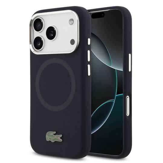 Apple iPhone 17 Pro Kılıf Lacoste Orjinal Lisanslı M-safe Şarj Özellikli İkonik Logolu Metal Kamera Çerçeveli Silikon Kapak - 2