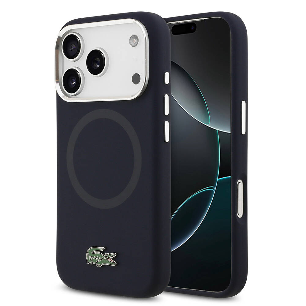 Apple iPhone 17 Pro Kılıf Lacoste Orjinal Lisanslı M-safe Şarj Özellikli İkonik Logolu Metal Kamera Çerçeveli Silikon Kapak - 2
