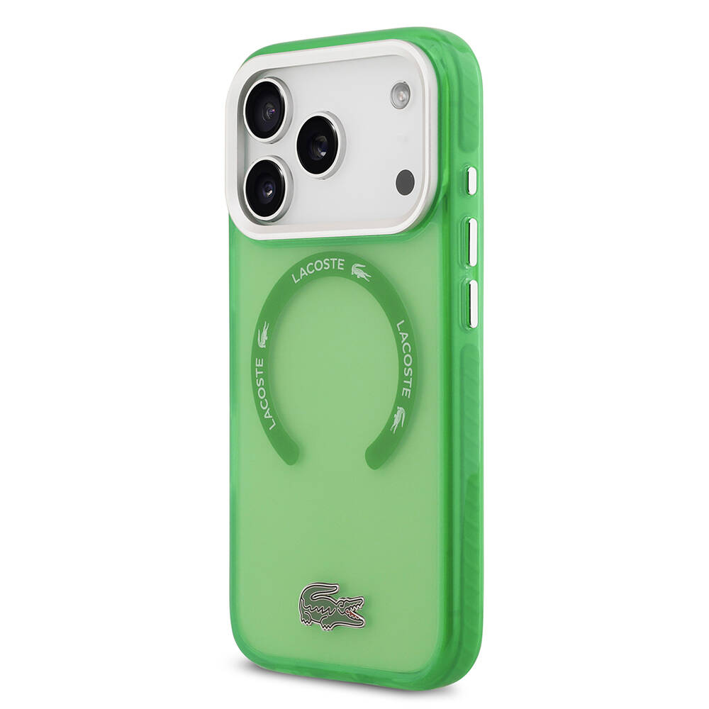 Apple iPhone 17 Pro Kılıf Lacoste Orjinal Lisanslı M-safe Şarj Özellikli İkonik Timsah Logolu Buzlu Kapak - 5