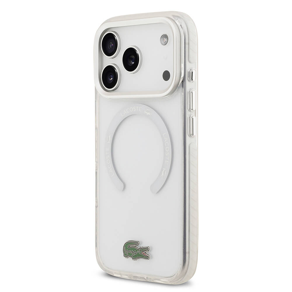 Apple iPhone 17 Pro Kılıf Lacoste Orjinal Lisanslı M-safe Şarj Özellikli İkonik Timsah Logolu Buzlu Kapak - 11
