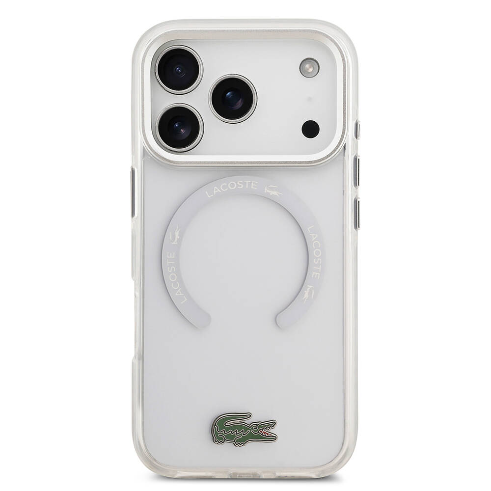 Apple iPhone 17 Pro Kılıf Lacoste Orjinal Lisanslı M-safe Şarj Özellikli İkonik Timsah Logolu Buzlu Kapak - 12