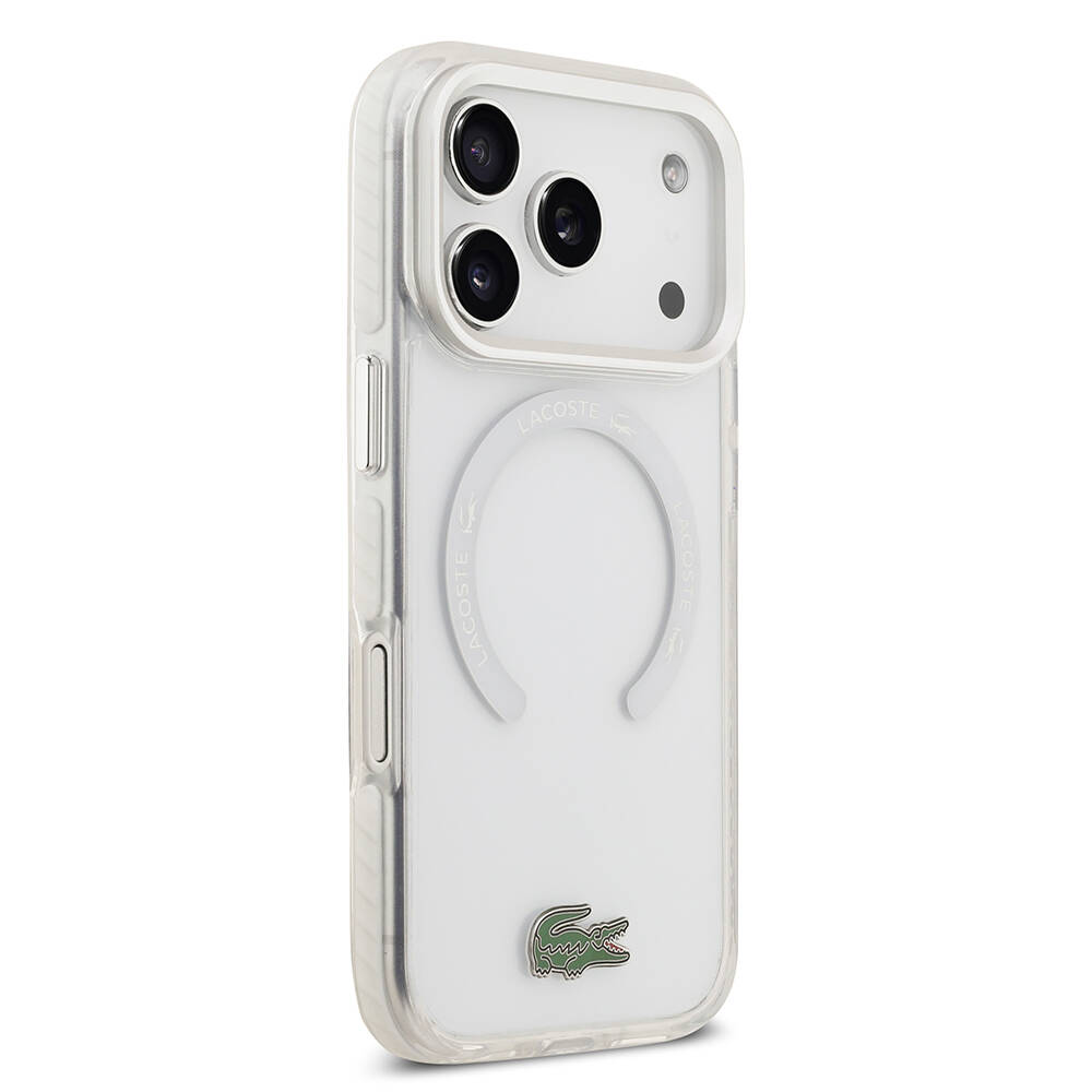 Apple iPhone 17 Pro Kılıf Lacoste Orjinal Lisanslı M-safe Şarj Özellikli İkonik Timsah Logolu Buzlu Kapak - 13