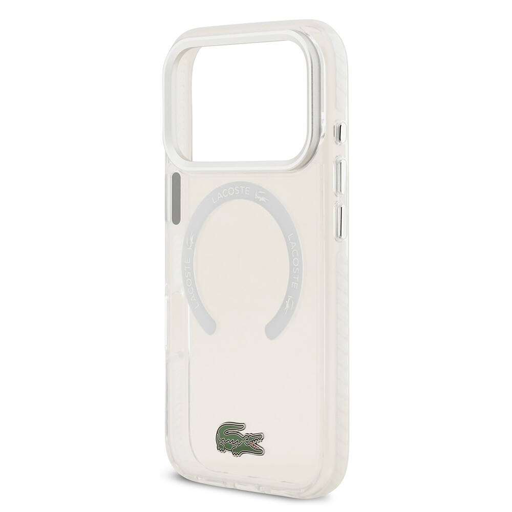 Apple iPhone 17 Pro Kılıf Lacoste Orjinal Lisanslı M-safe Şarj Özellikli İkonik Timsah Logolu Buzlu Kapak - 15