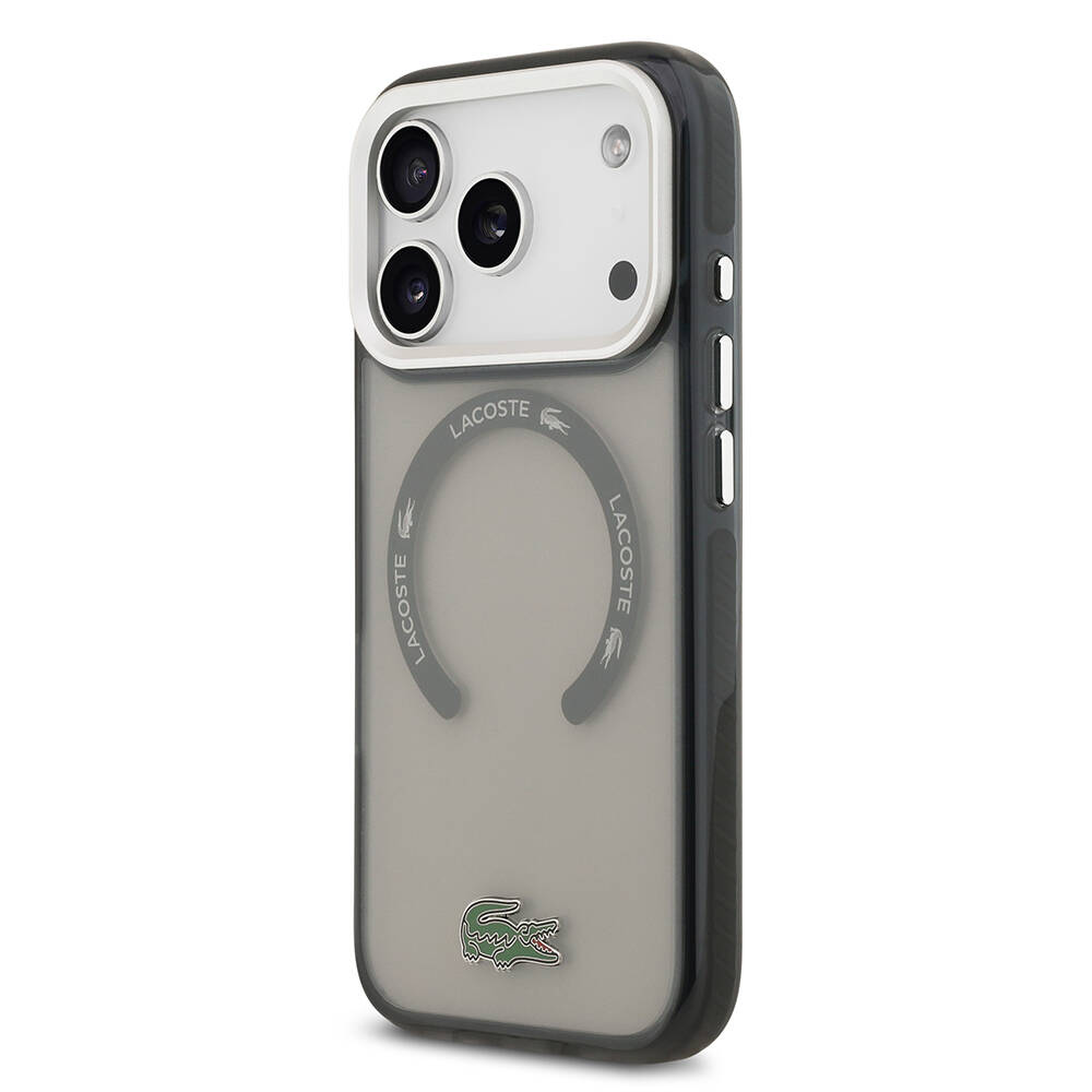 Apple iPhone 17 Pro Kılıf Lacoste Orjinal Lisanslı M-safe Şarj Özellikli İkonik Timsah Logolu Buzlu Kapak - 17