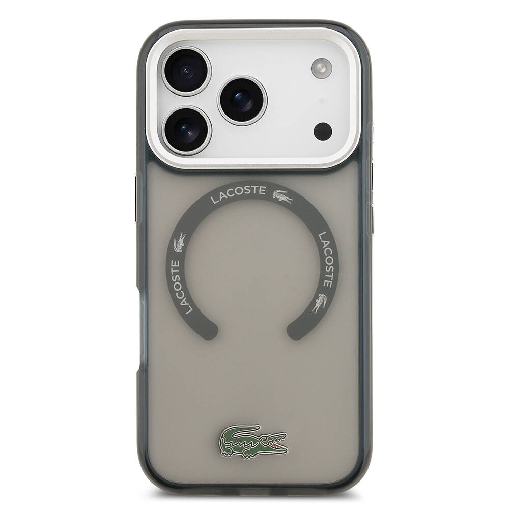 Apple iPhone 17 Pro Kılıf Lacoste Orjinal Lisanslı M-safe Şarj Özellikli İkonik Timsah Logolu Buzlu Kapak - 18