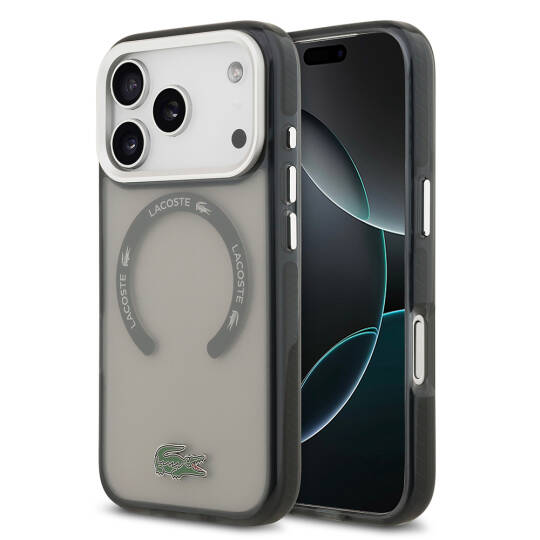 Apple iPhone 17 Pro Kılıf Lacoste Orjinal Lisanslı M-safe Şarj Özellikli İkonik Timsah Logolu Buzlu Kapak - 2