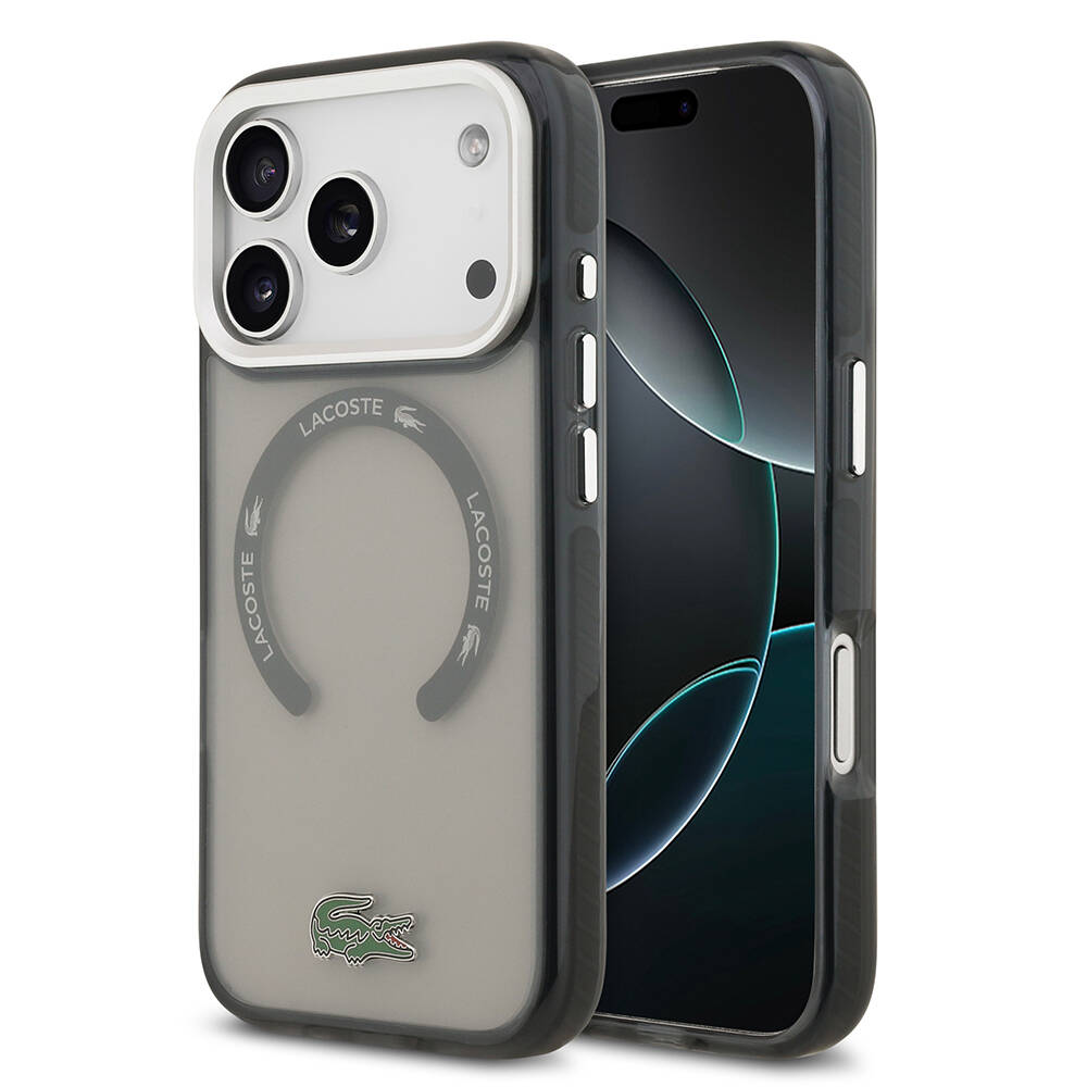 Apple iPhone 17 Pro Kılıf Lacoste Orjinal Lisanslı M-safe Şarj Özellikli İkonik Timsah Logolu Buzlu Kapak - 2