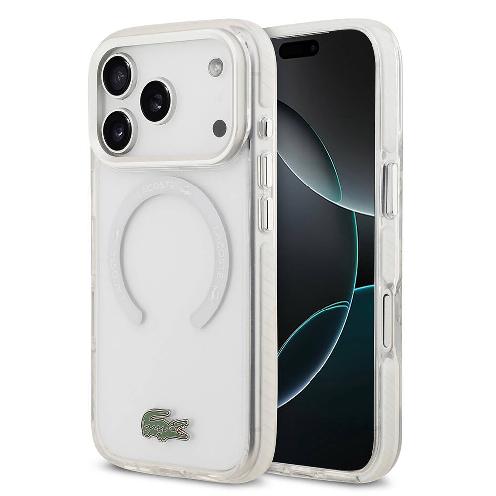 Apple iPhone 17 Pro Kılıf Lacoste Orjinal Lisanslı M-safe Şarj Özellikli İkonik Timsah Logolu Buzlu Kapak - 1