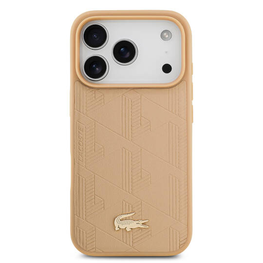 Apple iPhone 17 Pro Kılıf Lacoste Orjinal Lisanslı M-safe Şarj Özellikli PU Deri Tasarımlı Karışık Monogram Desenli Kapak - 4