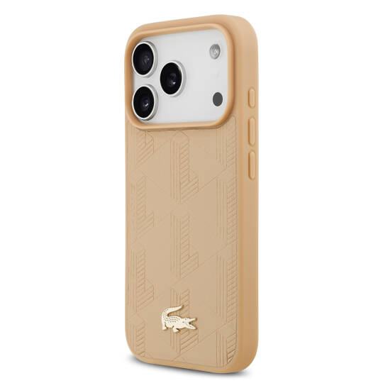 Apple iPhone 17 Pro Kılıf Lacoste Orjinal Lisanslı M-safe Şarj Özellikli PU Deri Tasarımlı Karışık Monogram Desenli Kapak - 5