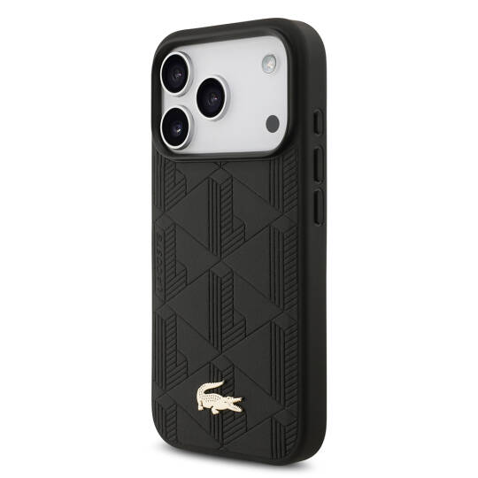 Apple iPhone 17 Pro Kılıf Lacoste Orjinal Lisanslı M-safe Şarj Özellikli PU Deri Tasarımlı Karışık Monogram Desenli Kapak - 10