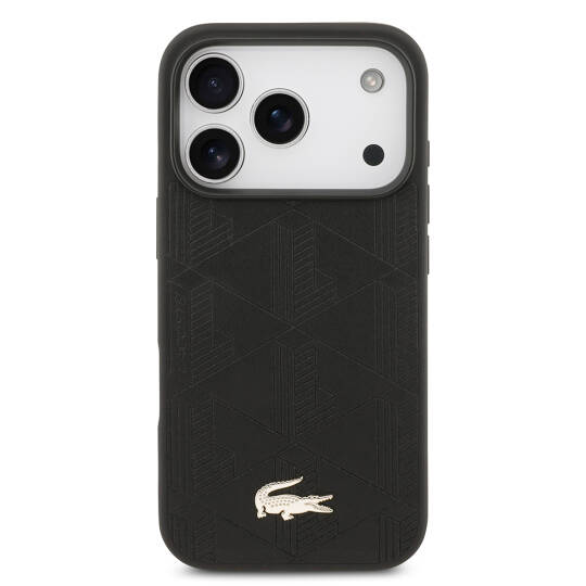 Apple iPhone 17 Pro Kılıf Lacoste Orjinal Lisanslı M-safe Şarj Özellikli PU Deri Tasarımlı Karışık Monogram Desenli Kapak - 11