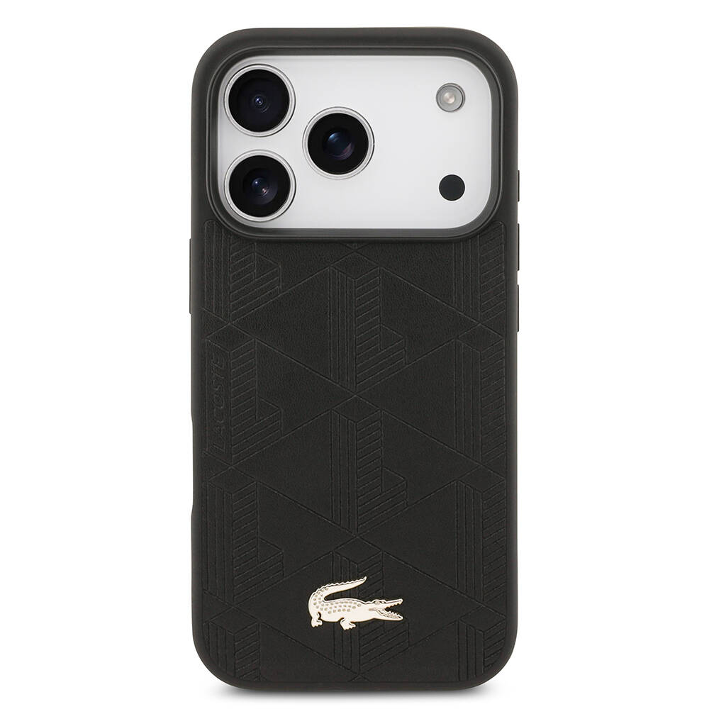 Apple iPhone 17 Pro Kılıf Lacoste Orjinal Lisanslı M-safe Şarj Özellikli PU Deri Tasarımlı Karışık Monogram Desenli Kapak - 11