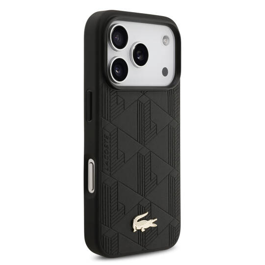 Apple iPhone 17 Pro Kılıf Lacoste Orjinal Lisanslı M-safe Şarj Özellikli PU Deri Tasarımlı Karışık Monogram Desenli Kapak - 12