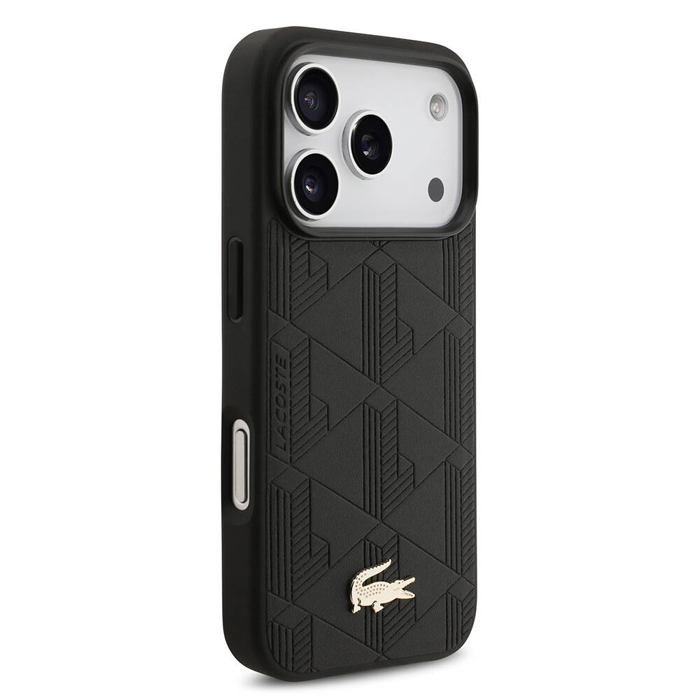 Apple iPhone 17 Pro Kılıf Lacoste Orjinal Lisanslı M-safe Şarj Özellikli PU Deri Tasarımlı Karışık Monogram Desenli Kapak - 12