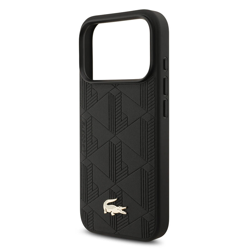 Apple iPhone 17 Pro Kılıf Lacoste Orjinal Lisanslı M-safe Şarj Özellikli PU Deri Tasarımlı Karışık Monogram Desenli Kapak - 14