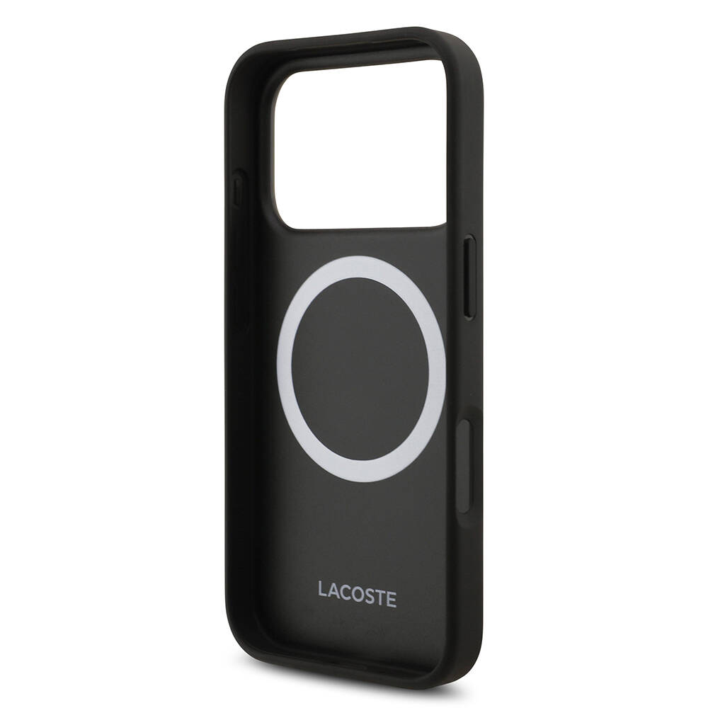 Apple iPhone 17 Pro Kılıf Lacoste Orjinal Lisanslı M-safe Şarj Özellikli PU Deri Tasarımlı Karışık Monogram Desenli Kapak - 15