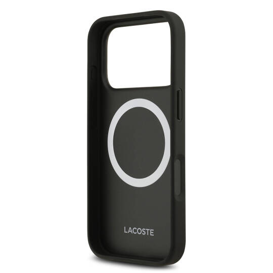 Apple iPhone 17 Pro Kılıf Lacoste Orjinal Lisanslı M-safe Şarj Özellikli PU Deri Tasarımlı Kartlıklı Karışık Monogram Desenli Kapak - 18