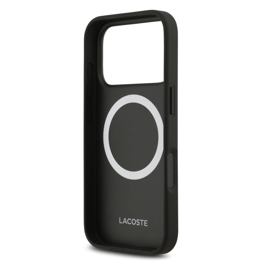 Apple iPhone 17 Pro Kılıf Lacoste Orjinal Lisanslı M-safe Şarj Özellikli PU Deri Tasarımlı Kartlıklı Karışık Monogram Desenli Kapak - 19
