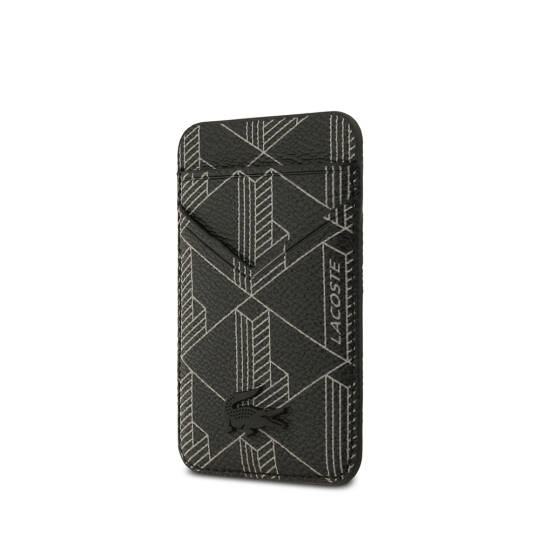 Apple iPhone 17 Pro Kılıf Lacoste Orjinal Lisanslı M-safe Şarj Özellikli PU Deri Tasarımlı Kartlıklı Karışık Monogram Desenli Kapak - 20