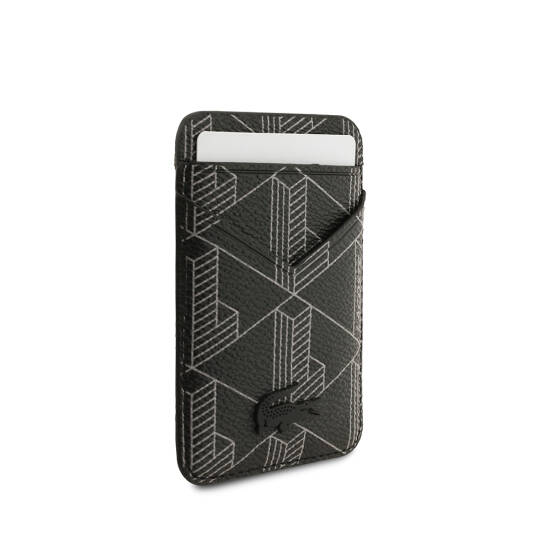 Apple iPhone 17 Pro Kılıf Lacoste Orjinal Lisanslı M-safe Şarj Özellikli PU Deri Tasarımlı Kartlıklı Karışık Monogram Desenli Kapak - 22