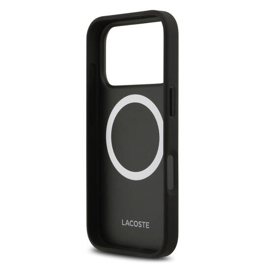Apple iPhone 17 Pro Kılıf Lacoste Orjinal Lisanslı M-safe Şarj Özellikli PU Deri Tasarımlı Kartlıklı Karışık Monogram Desenli Kapak - 28