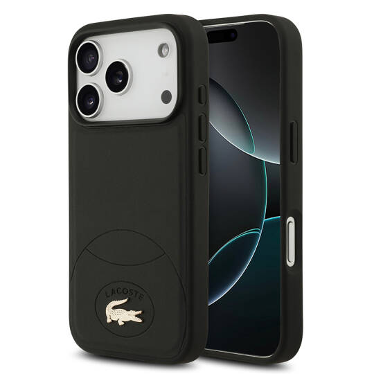 Apple iPhone 17 Pro Kılıf Lacoste Orjinal Lisanslı M-safe Şarj Özellikli PU Deri Tasarımlı Metal Logolu Kapak - 3