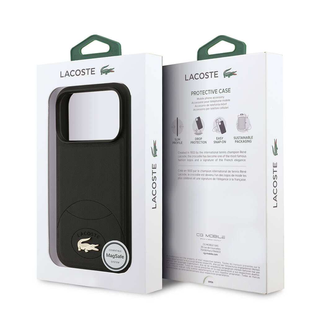 Apple iPhone 17 Pro Kılıf Lacoste Orjinal Lisanslı M-safe Şarj Özellikli PU Deri Tasarımlı Metal Logolu Kapak - 16