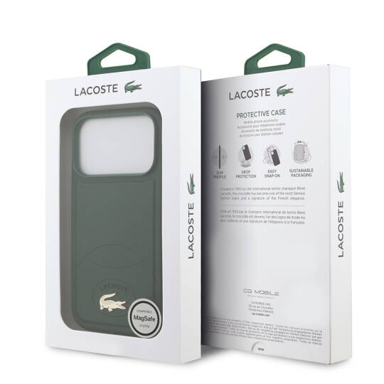 Apple iPhone 17 Pro Kılıf Lacoste Orjinal Lisanslı M-safe Şarj Özellikli PU Deri Tasarımlı Metal Logolu Kapak - 17