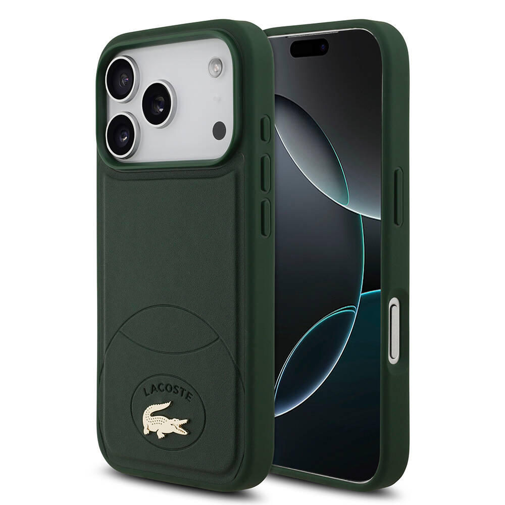 Apple iPhone 17 Pro Kılıf Lacoste Orjinal Lisanslı M-safe Şarj Özellikli PU Deri Tasarımlı Metal Logolu Kapak - 1