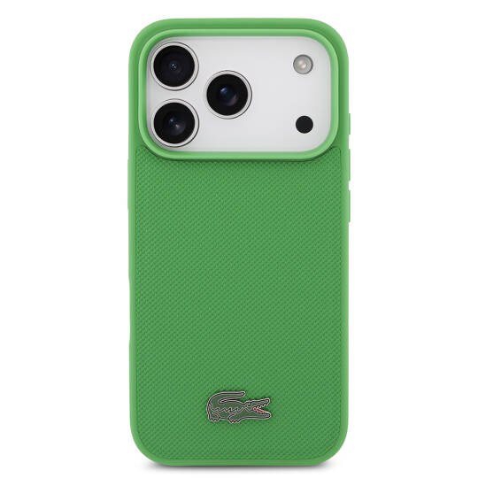 Apple iPhone 17 Pro Kılıf Lacoste Orjinal Lisanslı M-safe Şarj Özellikli PU Pike Desenli Metal Logolu Kartlıklı Kapak - 6