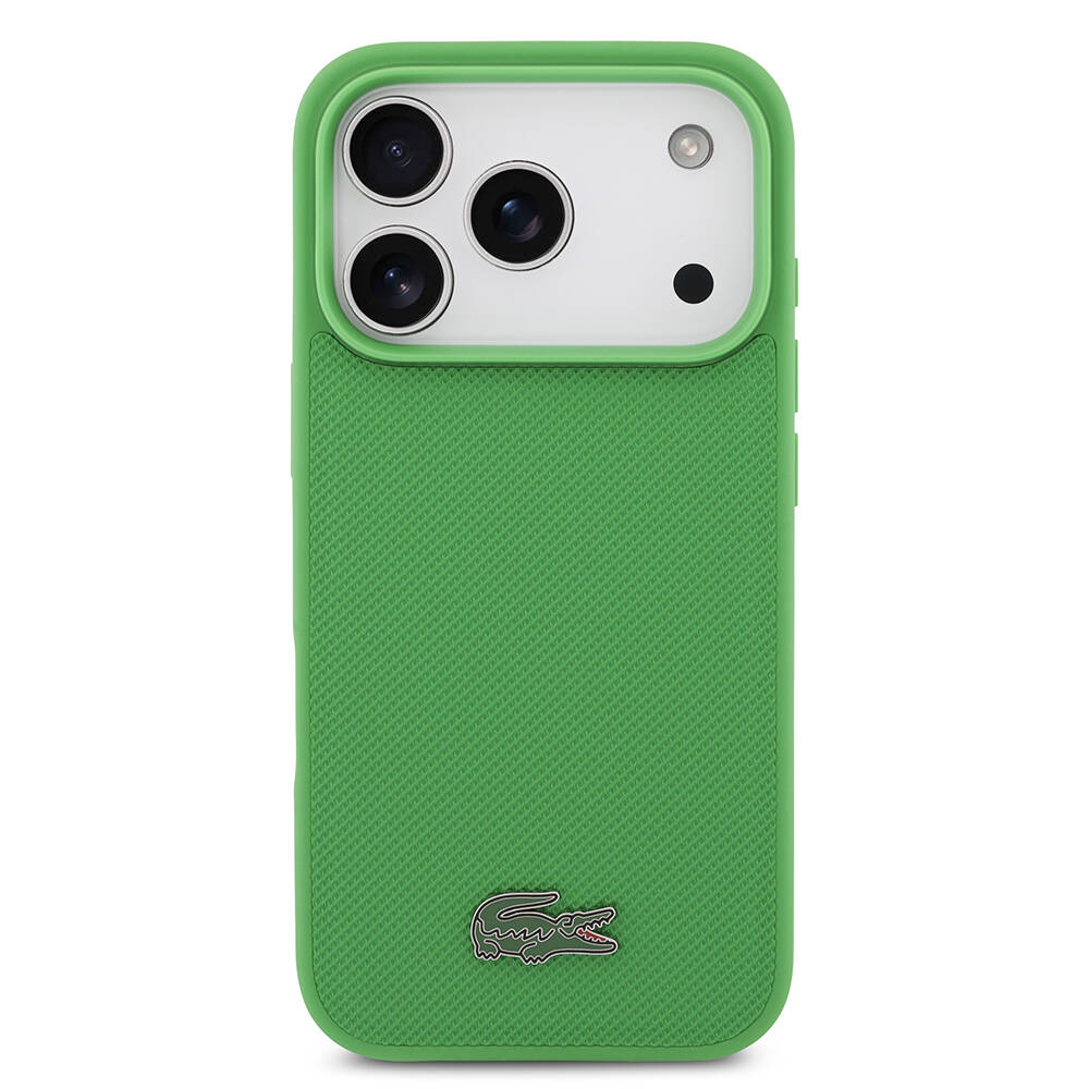 Apple iPhone 17 Pro Kılıf Lacoste Orjinal Lisanslı M-safe Şarj Özellikli PU Pike Desenli Metal Logolu Kartlıklı Kapak - 6