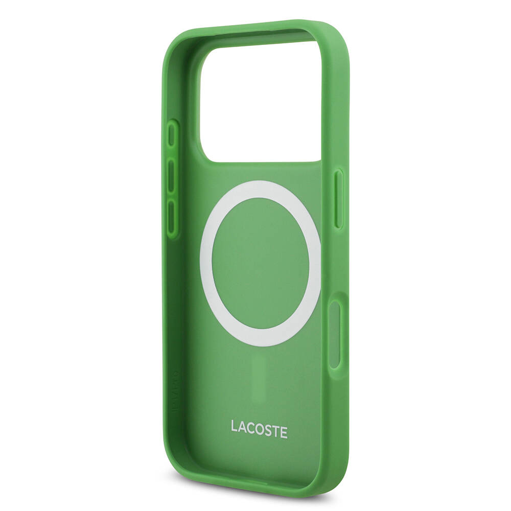 Apple iPhone 17 Pro Kılıf Lacoste Orjinal Lisanslı M-safe Şarj Özellikli PU Pike Desenli Metal Logolu Kartlıklı Kapak - 10