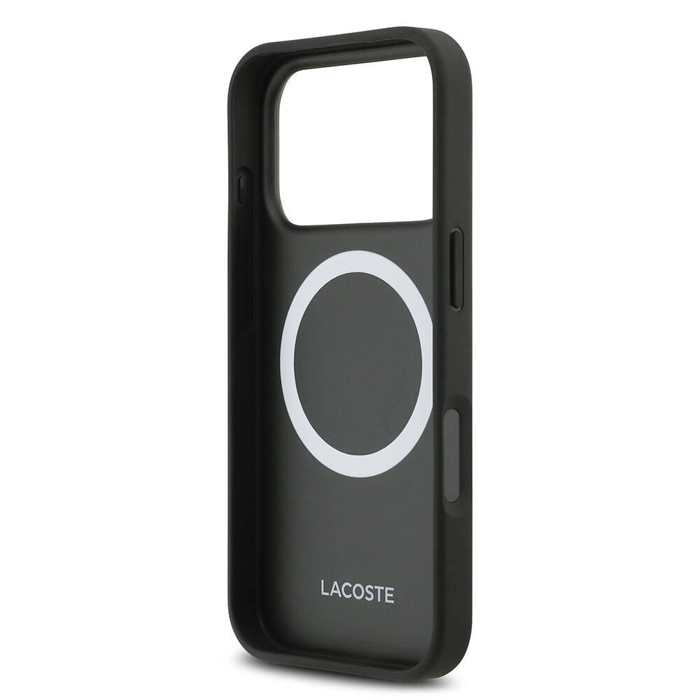 Apple iPhone 17 Pro Kılıf Lacoste Orjinal Lisanslı M-safe Şarj Özellikli PU Pike Desenli Metal Logolu Kartlıklı Kapak - 19
