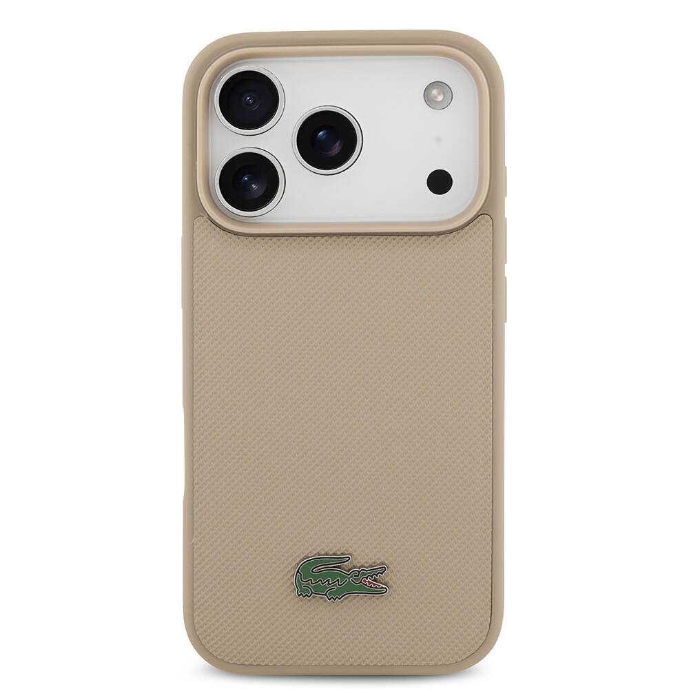 Apple iPhone 17 Pro Kılıf Lacoste Orjinal Lisanslı M-safe Şarj Özellikli PU Pike Desenli Metal Logolu Kartlıklı Kapak - 24