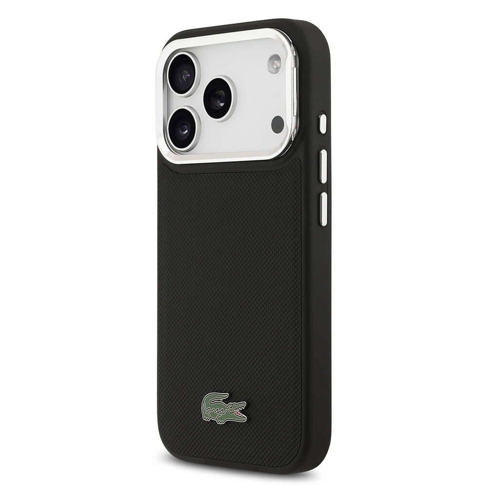 Apple iPhone 17 Pro Kılıf Lacoste Orjinal Lisanslı M-safe Şarj Özellikli PU Pike Desenli Standlı Metal Logolu Kapak - 6