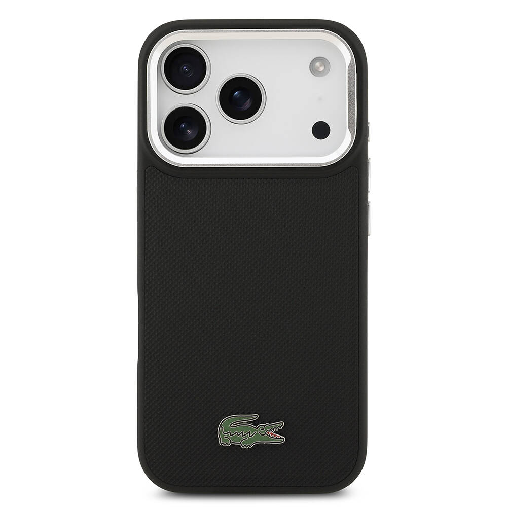 Apple iPhone 17 Pro Kılıf Lacoste Orjinal Lisanslı M-safe Şarj Özellikli PU Pike Desenli Standlı Metal Logolu Kapak - 7