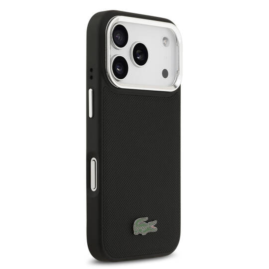 Apple iPhone 17 Pro Kılıf Lacoste Orjinal Lisanslı M-safe Şarj Özellikli PU Pike Desenli Standlı Metal Logolu Kapak - 8