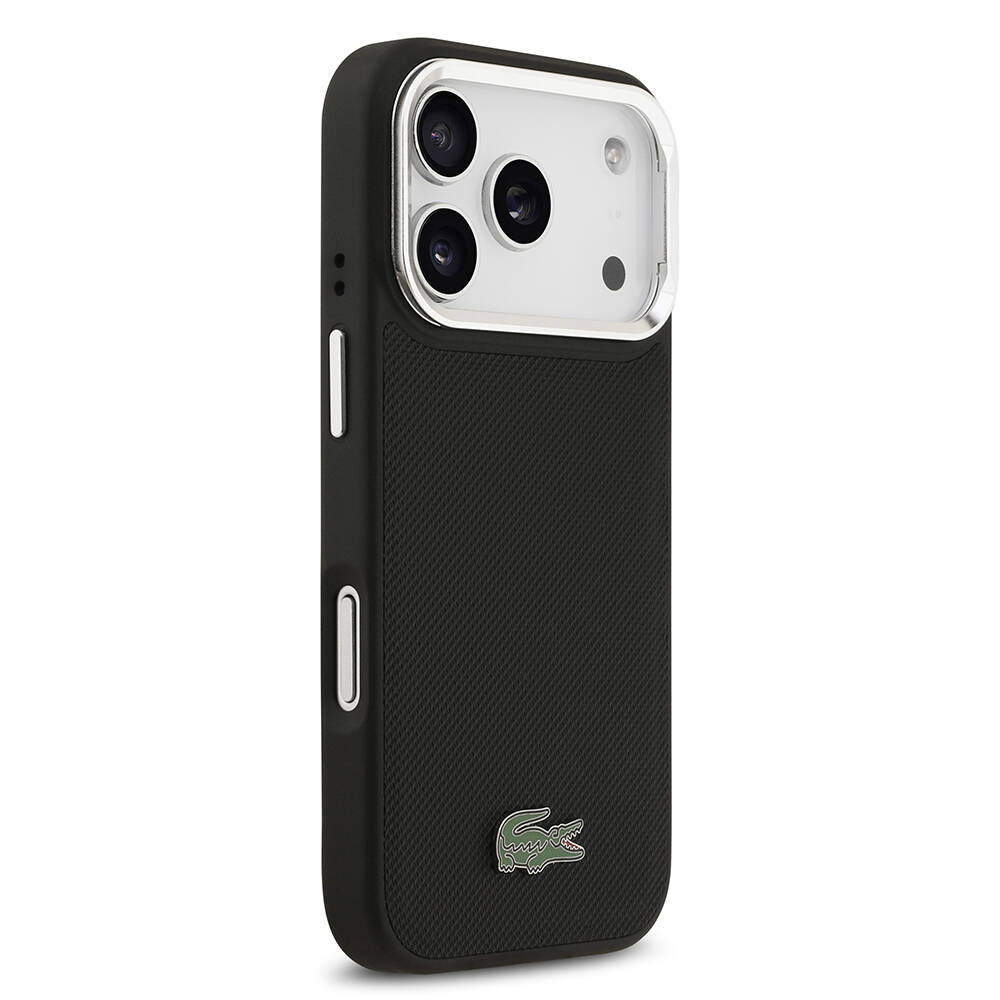 Apple iPhone 17 Pro Kılıf Lacoste Orjinal Lisanslı M-safe Şarj Özellikli PU Pike Desenli Standlı Metal Logolu Kapak - 8