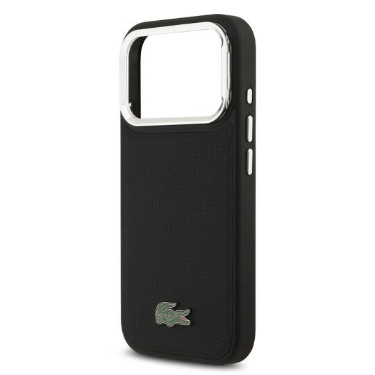 Apple iPhone 17 Pro Kılıf Lacoste Orjinal Lisanslı M-safe Şarj Özellikli PU Pike Desenli Standlı Metal Logolu Kapak - 10