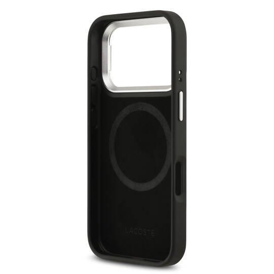 Apple iPhone 17 Pro Kılıf Lacoste Orjinal Lisanslı M-safe Şarj Özellikli PU Pike Desenli Standlı Metal Logolu Kapak - 11