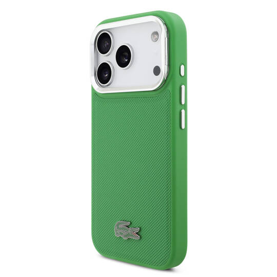 Apple iPhone 17 Pro Kılıf Lacoste Orjinal Lisanslı M-safe Şarj Özellikli PU Pike Desenli Standlı Metal Logolu Kapak - 13