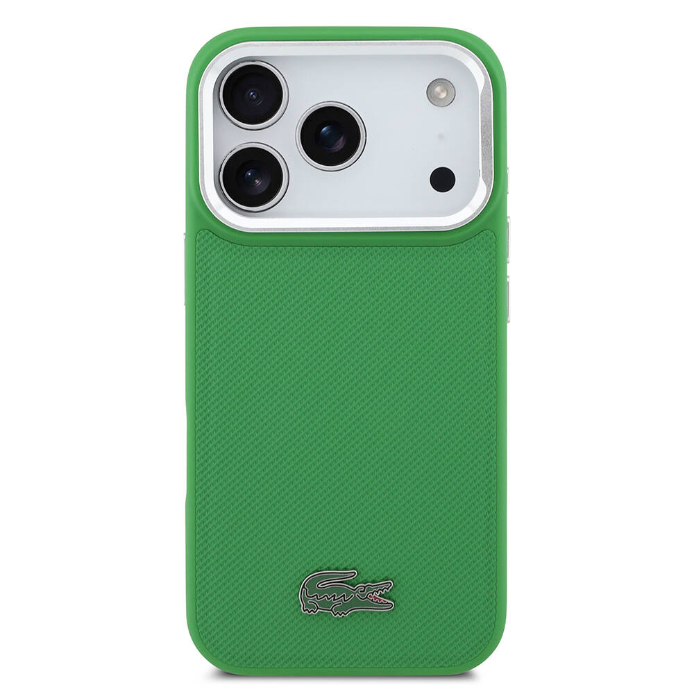 Apple iPhone 17 Pro Kılıf Lacoste Orjinal Lisanslı M-safe Şarj Özellikli PU Pike Desenli Standlı Metal Logolu Kapak - 14