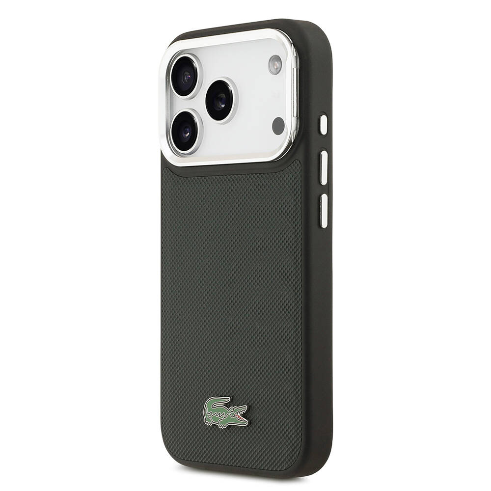 Apple iPhone 17 Pro Kılıf Lacoste Orjinal Lisanslı M-safe Şarj Özellikli PU Pike Desenli Standlı Metal Logolu Kapak - 20