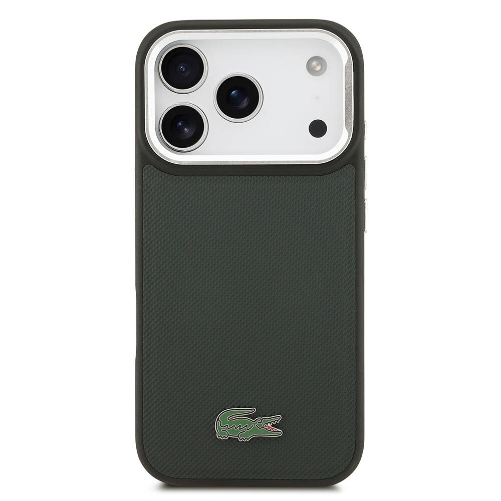 Apple iPhone 17 Pro Kılıf Lacoste Orjinal Lisanslı M-safe Şarj Özellikli PU Pike Desenli Standlı Metal Logolu Kapak - 21