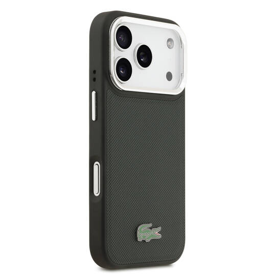 Apple iPhone 17 Pro Kılıf Lacoste Orjinal Lisanslı M-safe Şarj Özellikli PU Pike Desenli Standlı Metal Logolu Kapak - 22
